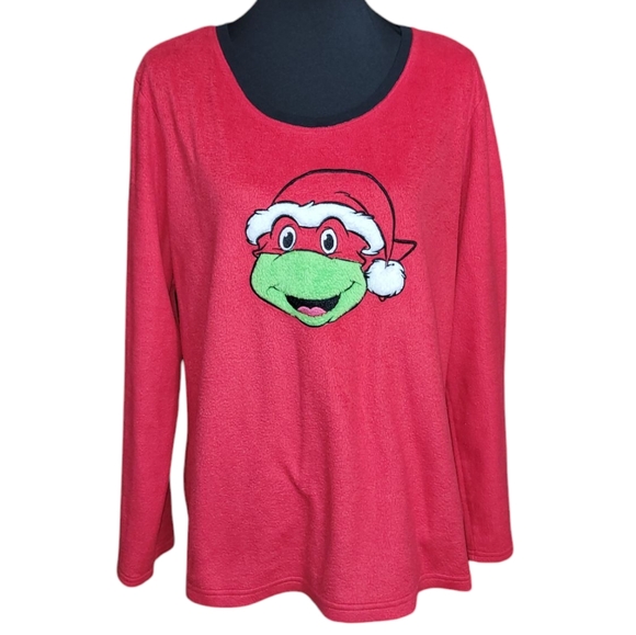 Nickelodeon fleece ninja turtle Christmas sleepwear shirt Size XL (16-18) - Picture 1 of 3